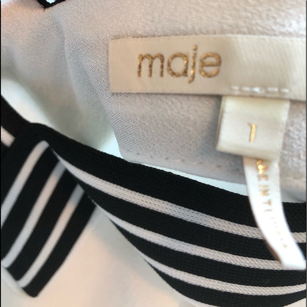Maje Lorni Crepe V Neck Top In Ecru - Picture 13 of 14